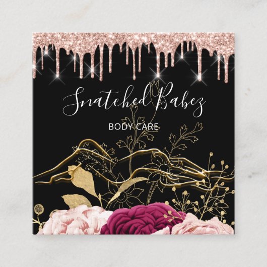 体気にスカルプトQRCODEブラック金ゴールドバラドライバ スクエア名刺 (正面)