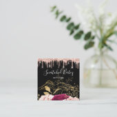 体気にスカルプトQRCODEブラック金ゴールドバラドライバ スクエア名刺 (スタンド正面)