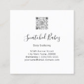 体気にスカルプトQRCODEブラック金ゴールドフラワーバラ スクエア名刺 (裏面)