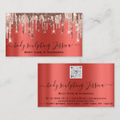 体気にスカルプトQRCodeロゴレッド 名刺 (正面/裏面)