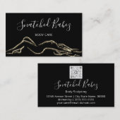 体気にスカルプトQRCODE金ゴールド白黒 名刺 (正面/裏面)