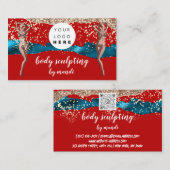 体気にファッションロゴQRCodeバラレッドブルービキニ 名刺 (正面/裏面)