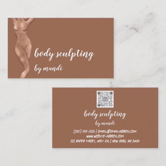 体気にマッサージのロゴバラ金ゴールドQR 名刺 (正面/裏面)