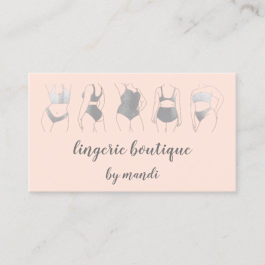 体気にロゴQRコードビキニ下着ショップグレー 名刺 (正面)