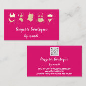 体気にロゴQRコードビキニ下着ショップピンク 名刺 (正面/裏面)