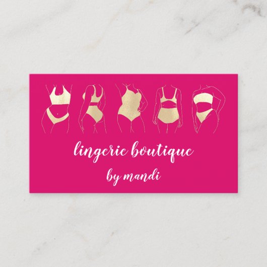 体気にロゴQRコードビキニ下着ショップピンク 名刺 (正面)