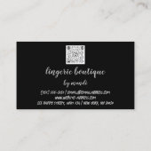 体気にロゴQRコードビキニ下着ショップブラック 名刺 (裏面)