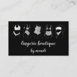 体気にロゴQRコードビキニ下着ショップブラック 名刺