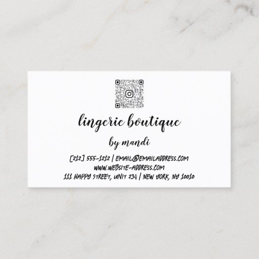 体気にロゴQRコードビキニ下着バラ 名刺 (裏面)