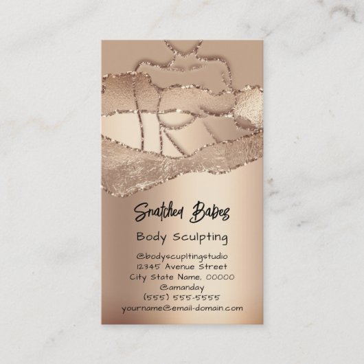 体気に彫刻コスメティックロゴQRコードバラ 名刺 (正面)