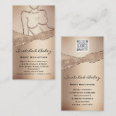 体気に彫刻ロゴQRコードグリッターバラ 名刺 (正面/裏面)