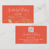 体気に彫刻QRCODEサンゴ金ゴールド花 名刺 (正面/裏面)