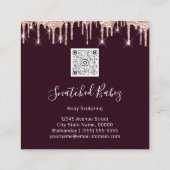 体気に彫刻QRCODEバラ花ボルドー スクエア名刺 (裏面)