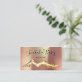 体気に彫刻QRCODEホログラフ金ゴールド銅 名刺 (スタンド正面)