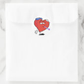 体温計を口に入れて病気になった赤いハート ラウンドシール (バッグ)