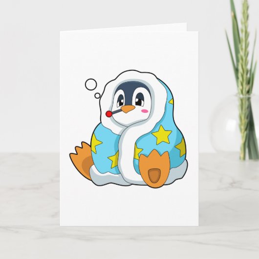 体温計を持つペンギン カード (正面)