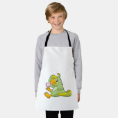 体温計付きオウム エプロン (着用した状態)