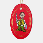 体温計付き男性医師とピルオーナメント セラミックオーナメント (左)
