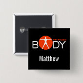 体狂気フィットネスパーソナルトレーナー名ボタン 缶バッジ (正面&裏面)