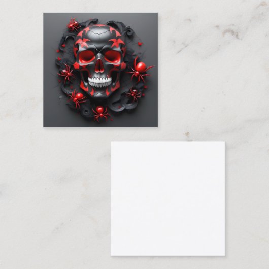 体積スタイル自然アートワークスカルとクモ スクエア名刺 (正面/裏面)