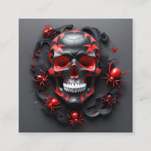 体積スタイル自然アートワークスカルとクモ スクエア名刺 (正面)