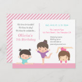 体育のかわいい女の子の誕生日パーティー招待状 招待状 (正面/裏面)