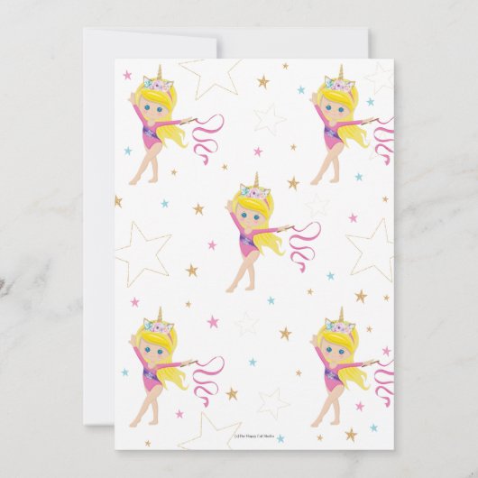 体育の誕生パーティー,一角獣(ユニコーン)の金(ぼん)色(どう)の女の子 招待状 (裏面)