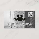 体育の重量 |フィットネスロゴ | QR名刺 名刺 (正面)