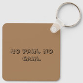 体育モチベーションカスタム文字及びライトブラウン キーホルダー (裏面)