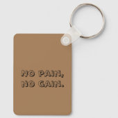 体育モチベーションカスタム文字及びライトブラウン キーホルダー (裏面)