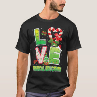 体育好きなクリスマスのサンタ帽子をかぶった生徒 Tシャツ