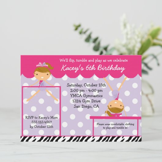 体育専門家の体操の誕生日のパーティの招待状のシマウマ 招待状 (スタンド正面)