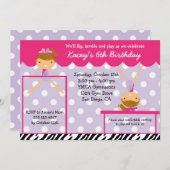 体育専門家の体操の誕生日のパーティの招待状のシマウマ 招待状 (正面/裏面)