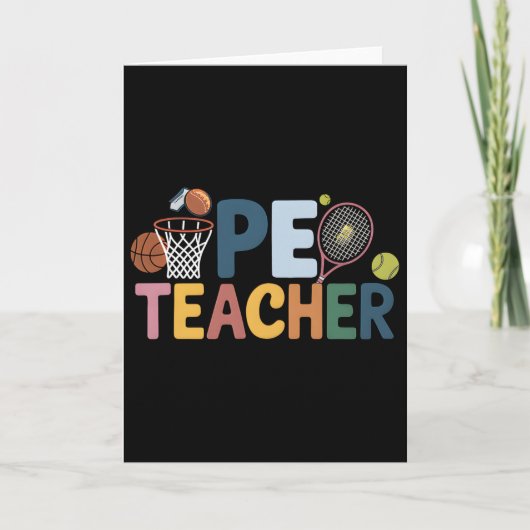 体育教師 サッカー バスケットボール 体育 愛 カード (正面)