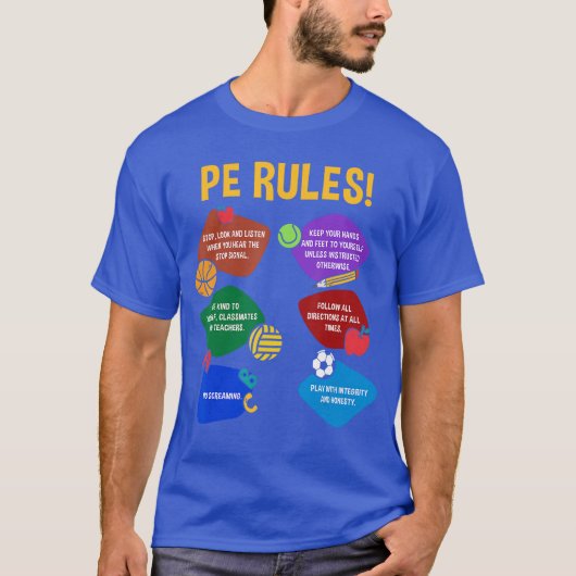 体育教師 体育のルール 学校の体育館 男性 Tシャツ (正面)
