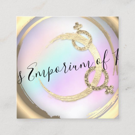 体育親密なスクールピンク金ゴールド スクエア名刺 (正面)