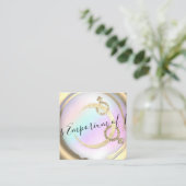 体育親密なスクールピンク金ゴールド スクエア名刺 (スタンド正面)