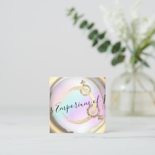 体育親密なスクールピンク金ゴールド スクエア名刺 (スタンド正面)