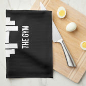 体育館およびベッド-おもしろいな漫画のピクトグラム-ノベルティ キッチンタオル (四つ折り)