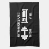 体育館およびベッド-おもしろいな漫画のピクトグラム-ノベルティ キッチンタオル (縦)