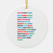 体育館のエクササイズのラベルは歩くをハイキングするランニングを言い表わします セラミックオーナメント (正面)