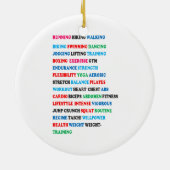 体育館のエクササイズのラベルは歩くをハイキングするランニングを言い表わします セラミックオーナメント (裏面)