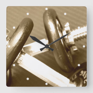 体育館のダンベルの重量 スクエア壁時計