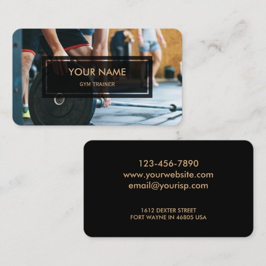 体育館のトレーナー(上にあられるエレガントな写真) 名刺 (正面/裏面)