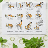 体語おもしろいの愛らしい感情を持つ猫 キッチンタオル (折り畳み)
