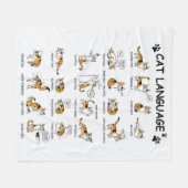 体語おもしろいの愛らしい感情を持つ猫 フリースブランケット (正面(横))