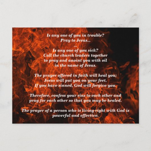 体調が悪いのかい。では、ヤコブの手紙５：１３−１６を祈ってみなさい。 ポストカード (正面)