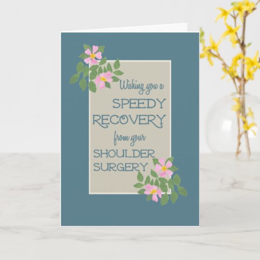 体調を良くする、肩の手術カード、ピンクのドグロス カード (黄色い花)