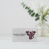 体重を持ち上げる男性の女性 | フィットネス 名刺 (スタンド正面)