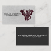 体重を持ち上げる男性の女性 | フィットネス 名刺 (正面/裏面)